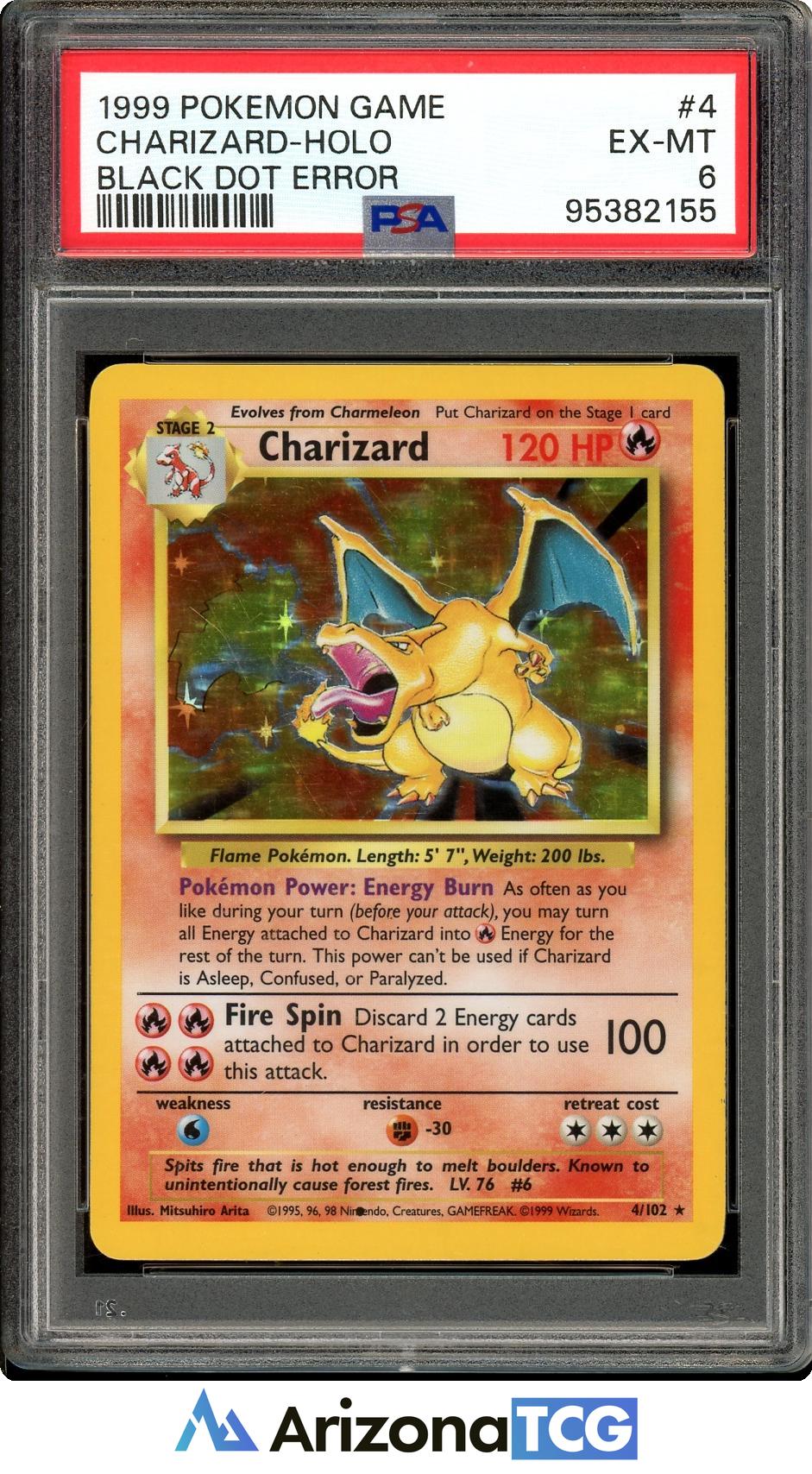Pokemon 1999 Charizard 4/102 Holo Base Set *Black Dot Error* PSA 6