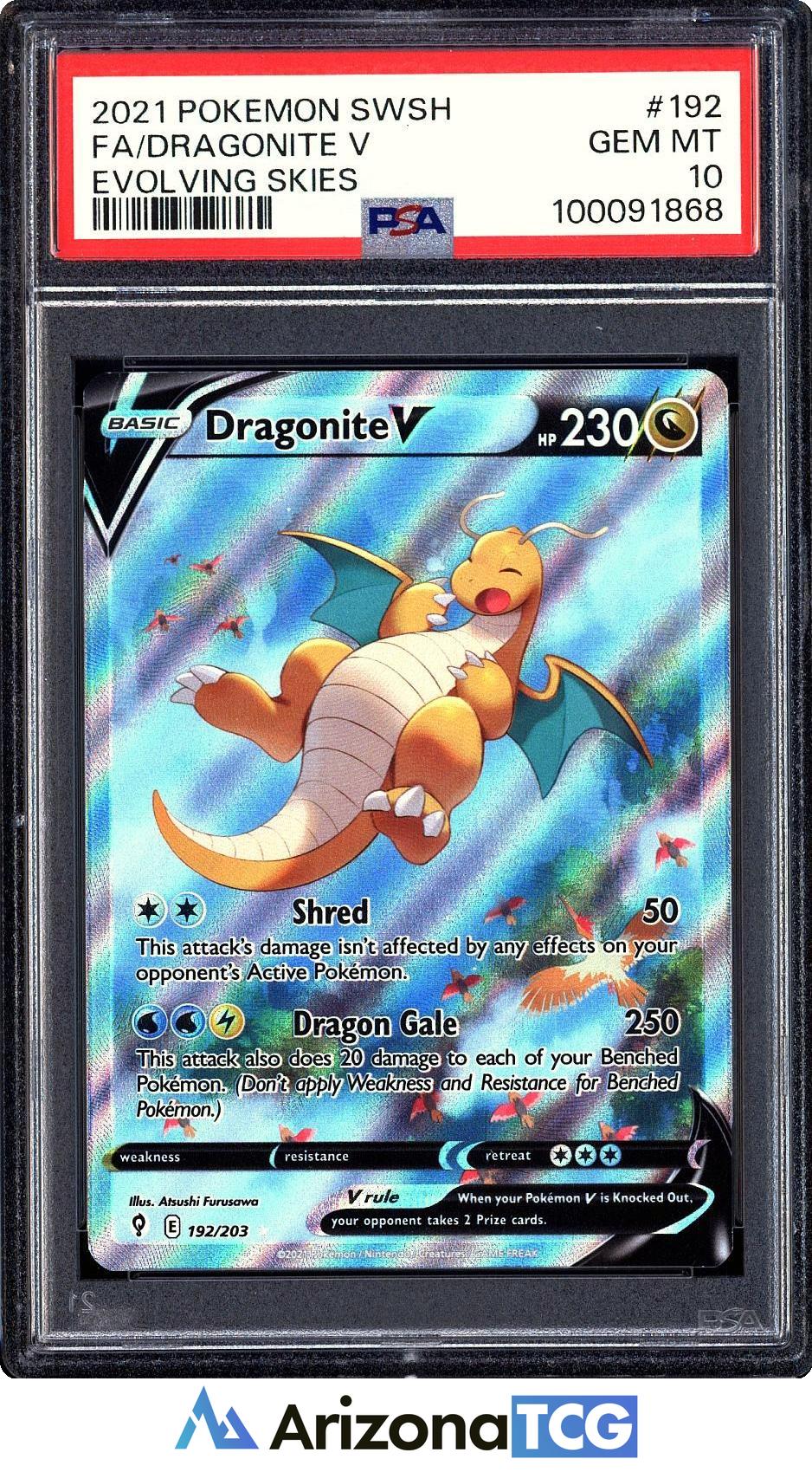 Pokemon 2021 Dragonite V 192/203 Alternate Art Evolving Skies GEM