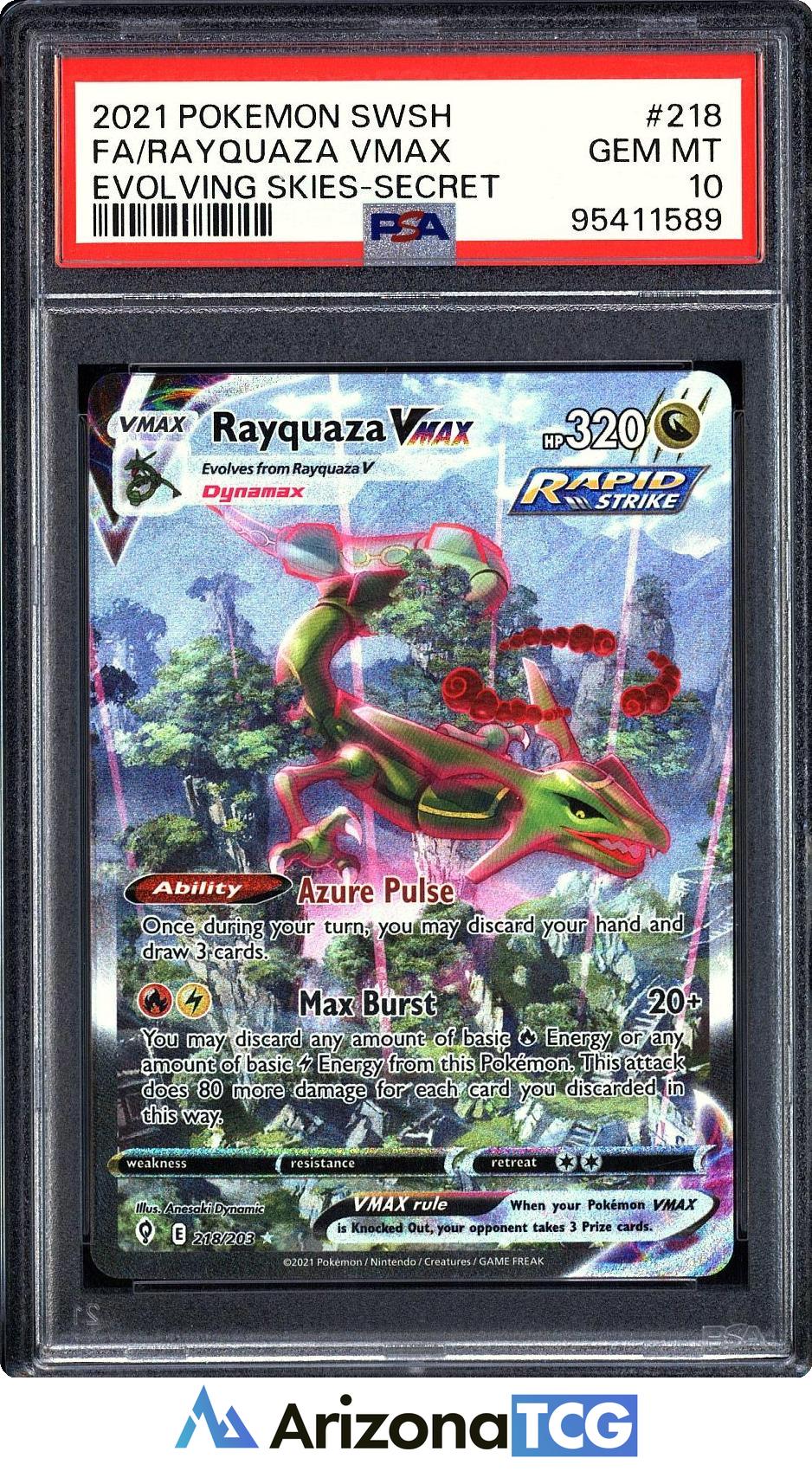 Pokemon 2021 Rayquaza VMAX 218/203 Full Art SR Evolving Skies GEM