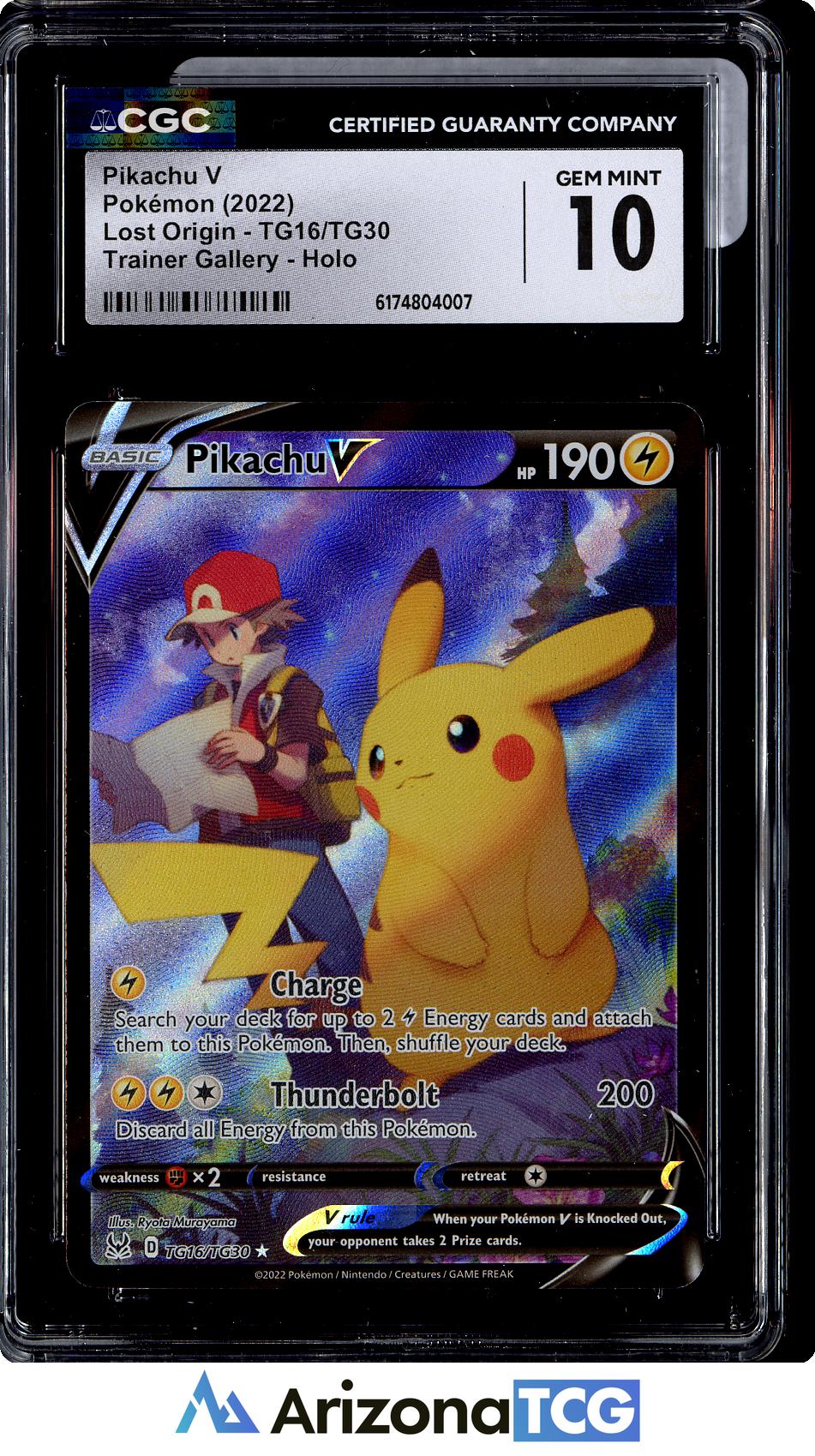 Pokemon 2022 Pikachu V TG16 Holo Trainer Gallery Lost Origin GEM MINT CGC 10